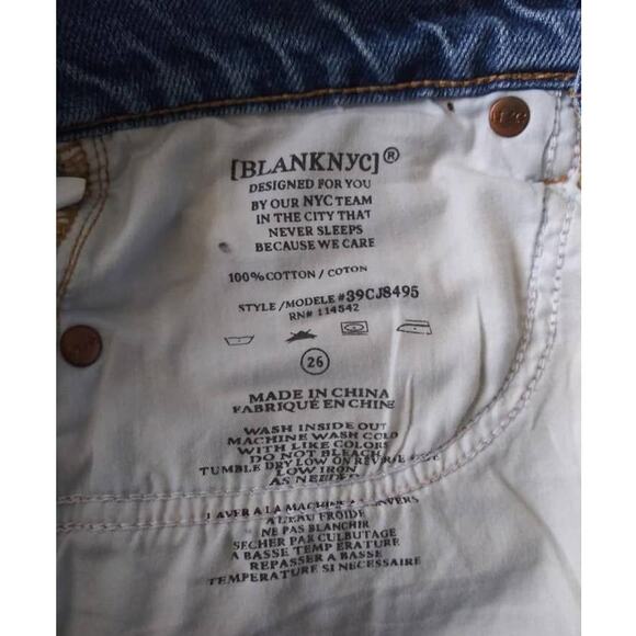 Blank NYC Raw Hem Distressed Jean Shorts Medium Wash Button Fly Sz 2 - Picture 6 of 6